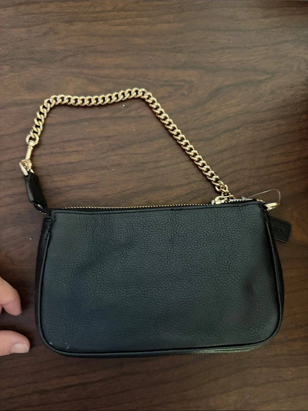 Coach Black Pebbled Leather Small Date Night Shoulder Bag with Gold Chain - Picture 3 of 7